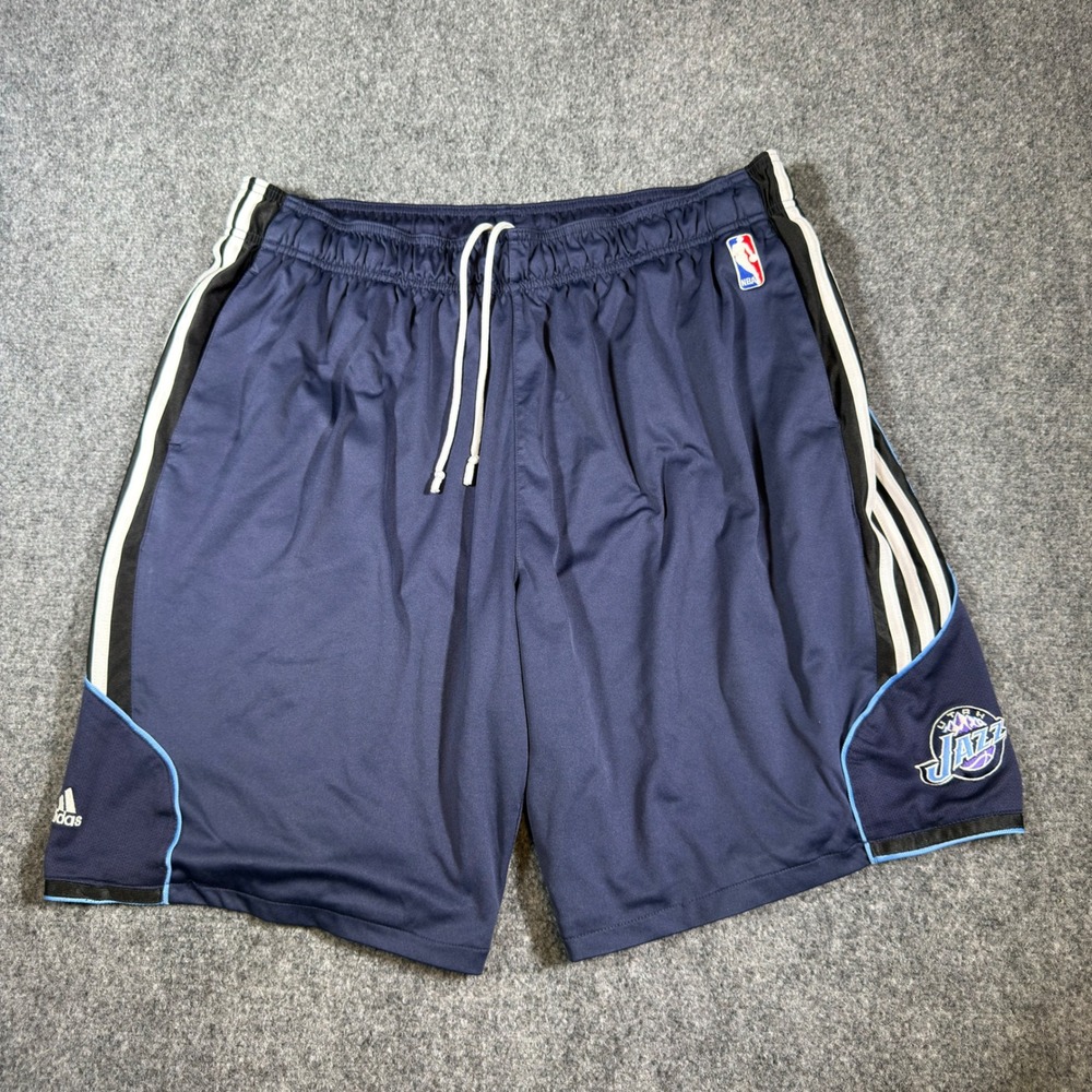 Adidas Utah Jazz NBA Basketball Shorts Mens 2XL Navy Blue Vintage Climalite
